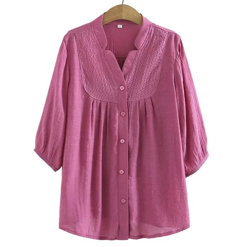 Camisa Feminina Julie™ com Manga 3/4 e Detalhe Renda -  Conforto, Elegância e Versatilidade para Todas as Ocasiões!
