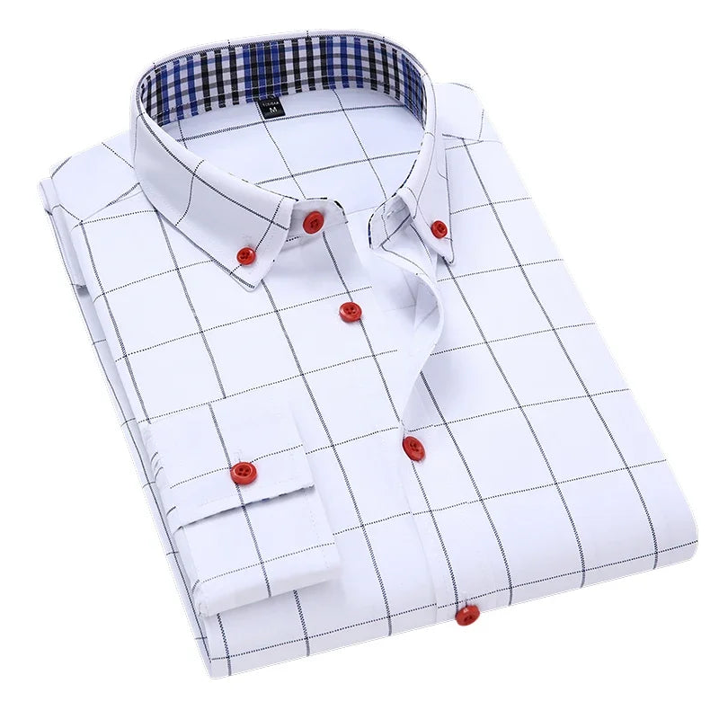 Camisa Alaric™ com Acabamentos Xadrez e Alfaiataria Casual / Um Clássico Masculino com Presença Refinada