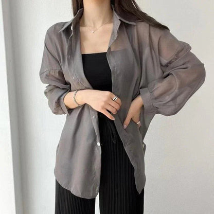 (Promoção Compre 1, Leve 2) Camisa Chiqué™ Estilo Sobretudo em Chiffon / Proteja-se do Sol com Muita Elegância e Estilo!!