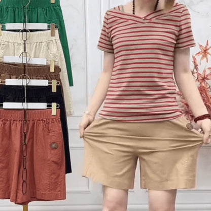 (Super Promo: Compre 2 Leve 3) Shorts Clarisse™ em Sarja com Cintura Elástica e Caimento Soltinho / Elegância e Frescor para o Verão!