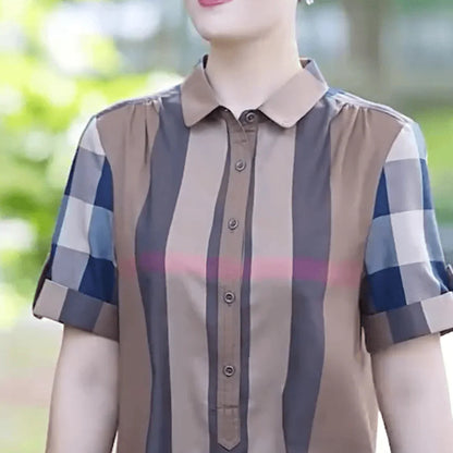 Vestido Casual Soltinho Luara™ com Gola Clássica e Estampa que nunca sai de Moda!
