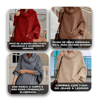 Suéter Lahoma™ em Tricô de Algodão / Estilo Solto com Conforto que Abraça