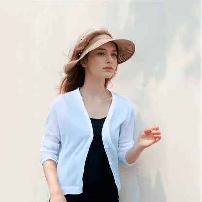 Blusinha Estilo Cardigan AmeliaSunset™ - Moda Verāo Outono com Frescor e Proteção UV