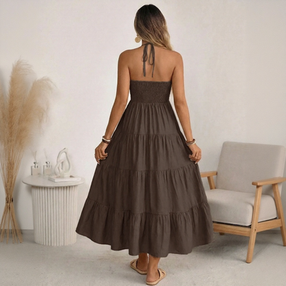 Vestido Solara Breeze™ Com Decote Halter e Saia Ampla em Camadas
