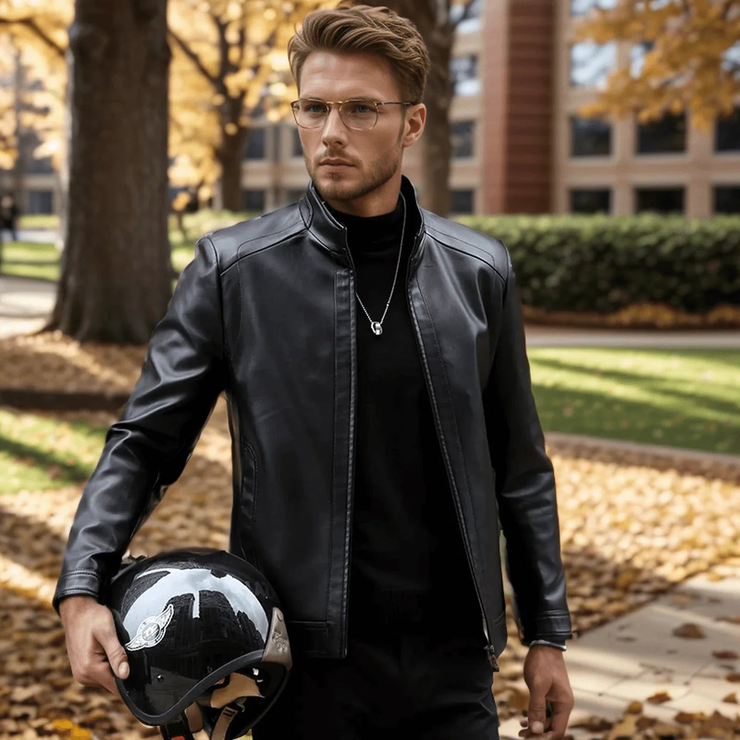 Jaqueta em Couro Manhattan™  Estilo Rider / Estilo e Conforto para os Dias Frios!