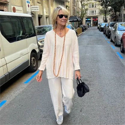 Conjunto La Vittoria™ com Blusa Longa e Calça Reta / Para Mulheres que Exalam Elegância em Cada Passo!