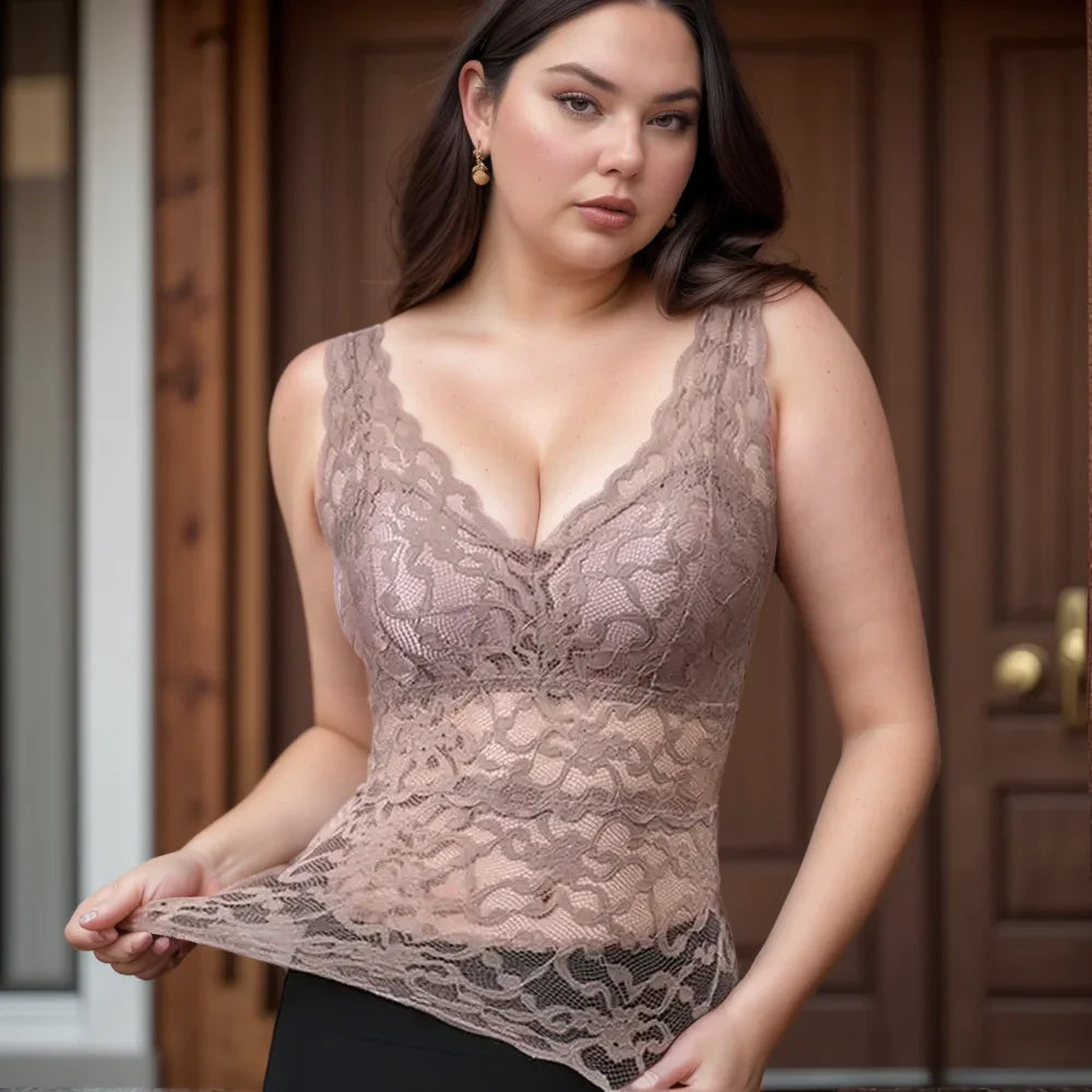 [COMPRE 1 E LEVE 3] Blusinha BellaLace™ com Bojo Embutido e Renda Suave / Sensualidade e Conforto em Cada Curva!