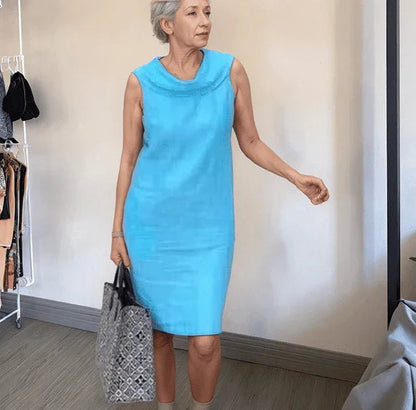 Vestido Tarsila™ com Gola Drapeada e Bolsos Discretos / Estilo Casual-Chique com Conforto e Liberdade em Cada Passo!