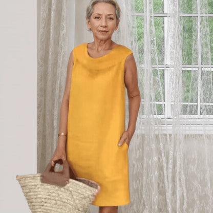 Vestido Tarsila™ com Gola Drapeada e Bolsos Discretos / Estilo Casual-Chique com Conforto e Liberdade em Cada Passo!
