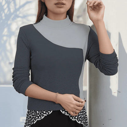 Blusa Cristina™ com Estampa Curva Bicolor e Tecido Térmico / Visual Impecável com Aconchego!
