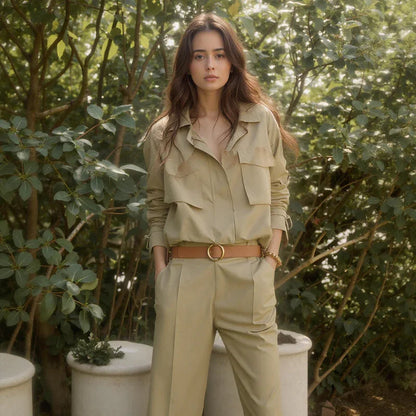 Conjunto Urban Tailor™ com Jaqueta Casual e Calça Cropped  / Alfaiataria Moderna com um Toque Casual para Todas Estações!