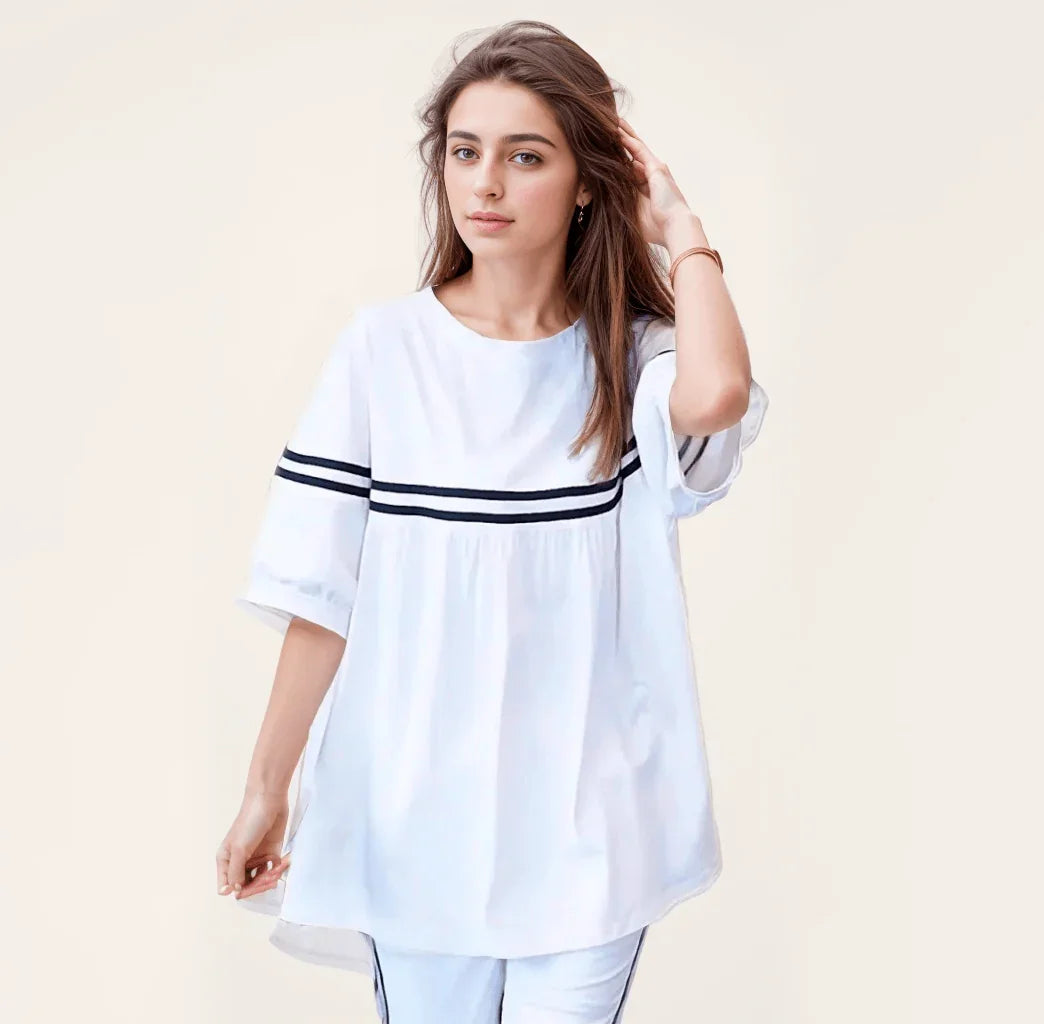 Conjunto Lucille™ com Blusa Soltinha + Calça Lycra - Pureza e Conforto Clássico do Algodão!