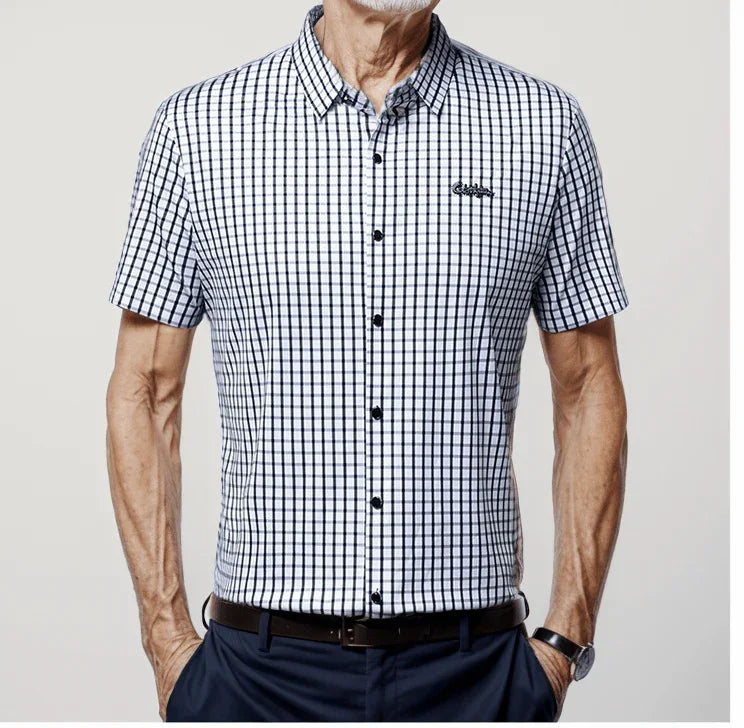 Camisa em Seda Gelo Captain™  Xadrez Náutico para o Homem de Prestígio!