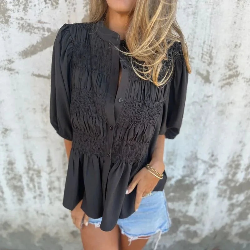 Camisa Florence™ em Algodão Leve com Pregas Artesanais