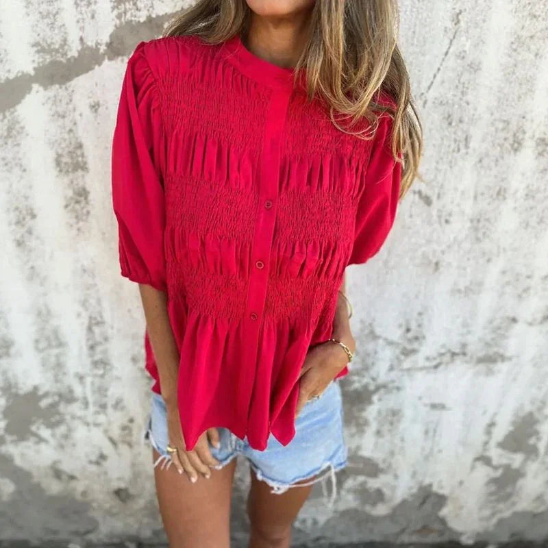 Camisa Florence™ em Algodão Leve com Pregas Artesanais
