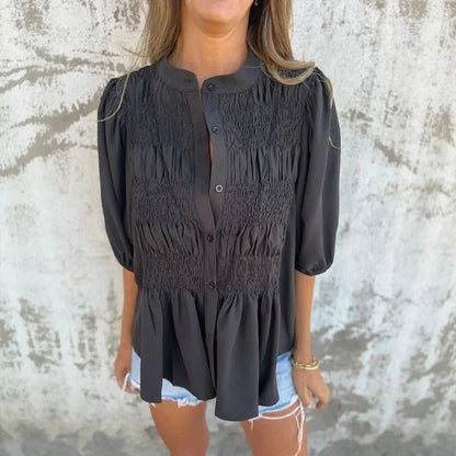 Camisa Florence™ em Algodão Leve com Pregas Artesanais