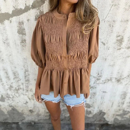 Camisa Florence™ em Algodão Leve com Pregas Artesanais