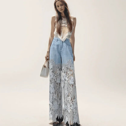 Calça Jeans Monalisa™ Com Detalhes em Renda / A Mais Soltinha e Fresca do Guarda-roupa!