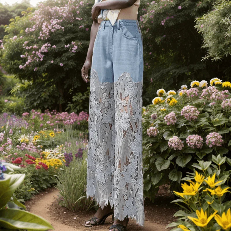 Calça Jeans Monalisa™ Com Detalhes em Renda / A Mais Soltinha e Fresca do Guarda-roupa!