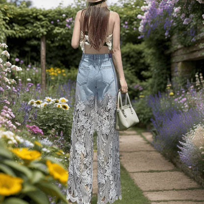 Calça Jeans Monalisa™ Com Detalhes em Renda / A Mais Soltinha e Fresca do Guarda-roupa!