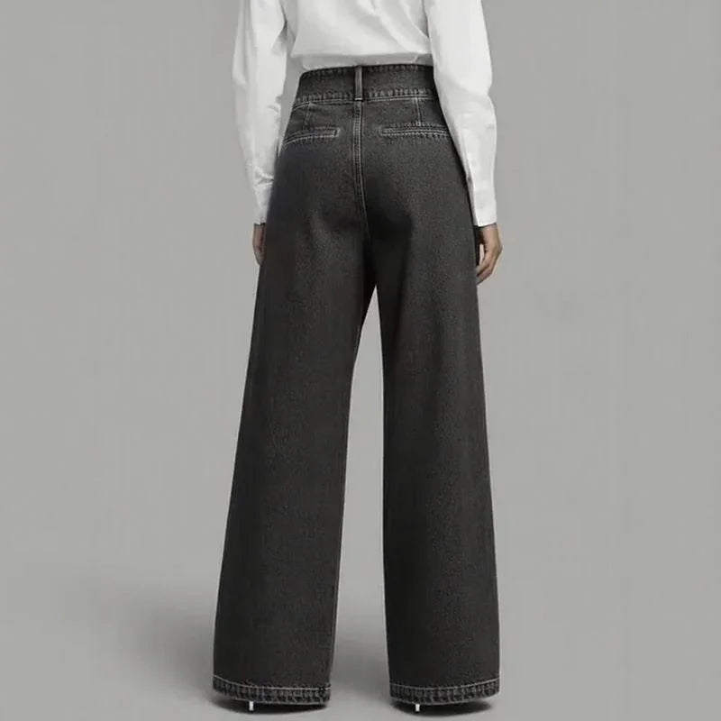 Calça Jeans Anya™ com Efeito Transpassado e Frente Assimétrica Sobreposta