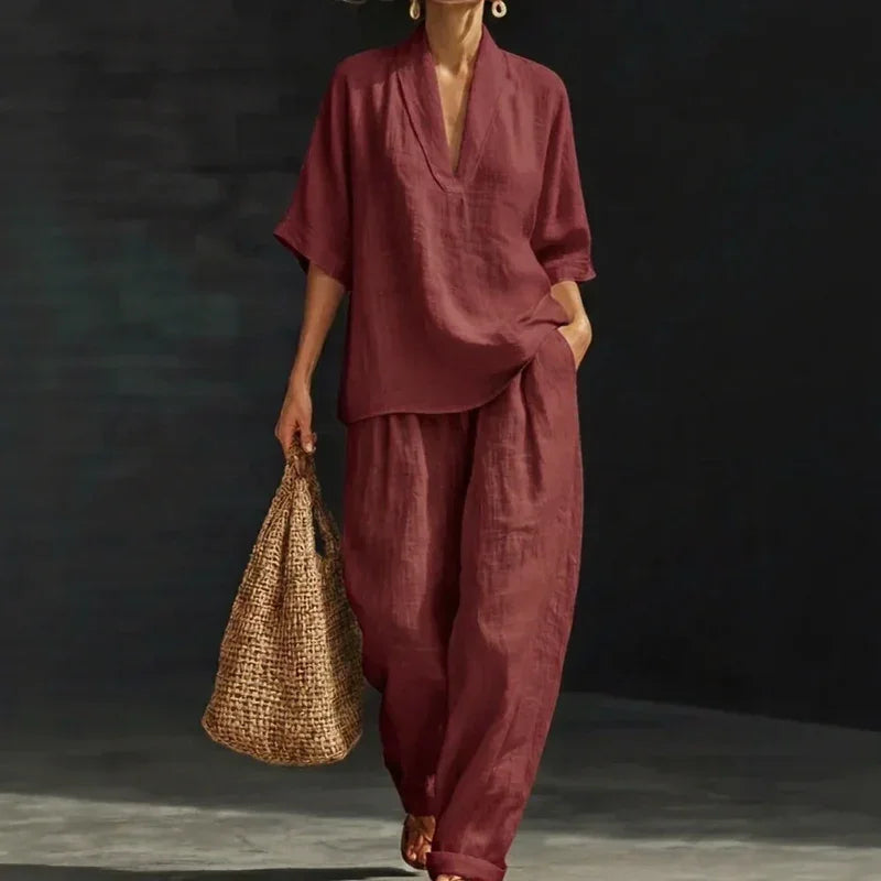 Conjunto Nemora™ em Linho de Algodão com Design Minimalista