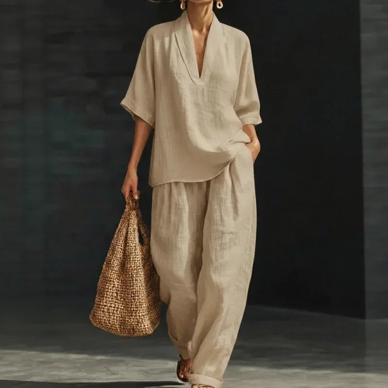 Conjunto Nemora™ em Linho de Algodão com Design Minimalista