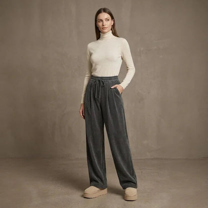 Calça Sara™ em Malha Texturizada Premium com Modelagem Ampla