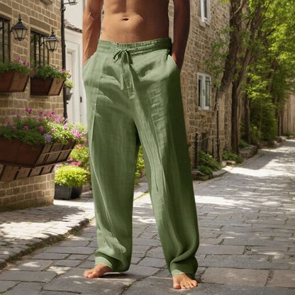Calça Oliver™ em Linho de Algodão com Cós Elástico e Cordão Ajustável