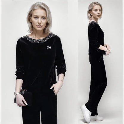 Conjunto de Blusa + Calça Lumière™ Brilho Acetinado / Conforto e Glamour para o Outono Inverno!