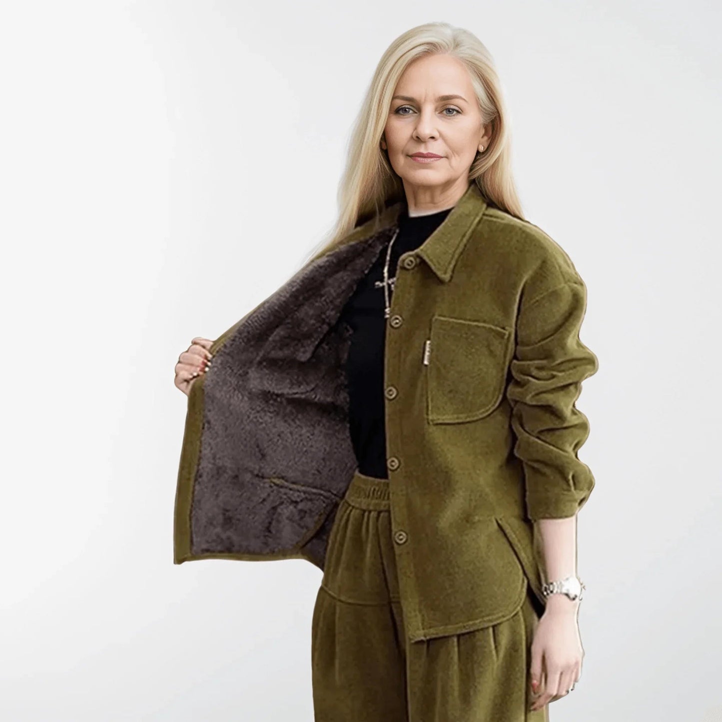 Conjunto Moscou™ Em Cotelê Super Macio / Acabamento Peluciado e Charme para o Inverno!