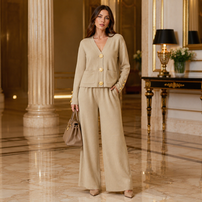Conjunto Altesse™ Com Botões Dourados e Calça Pantalona