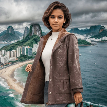 Casaco Luxemburgo™ Estampas de Folhagens e Interior Aveludado com Conforto Luxuoso!