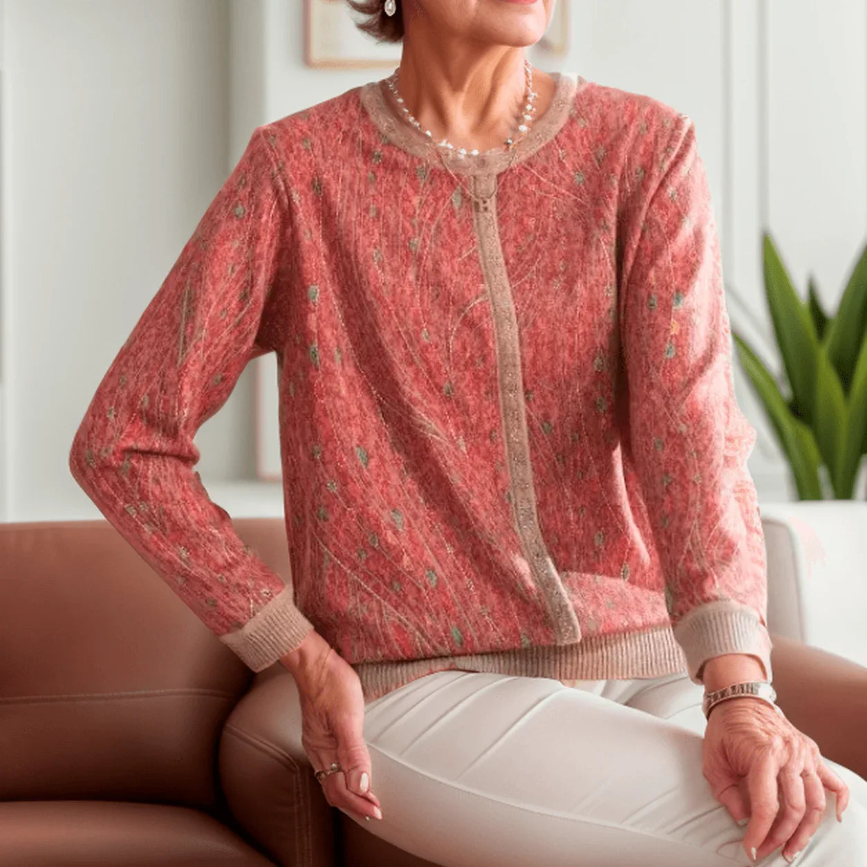 Blusa Manga Longa Flor de Liz™ com Detalhes em Strass e Tecido em Algodão / A Campeã de Elogios do Outono Inverno 2024!