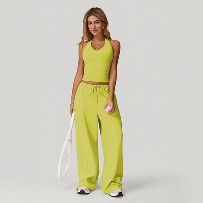 Conjunto Lunary™ Com Top Minimalista e Calça Pantalona