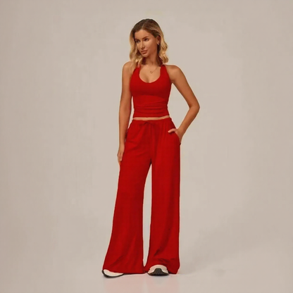 Conjunto Lunary™ Com Top Minimalista e Calça Pantalona
