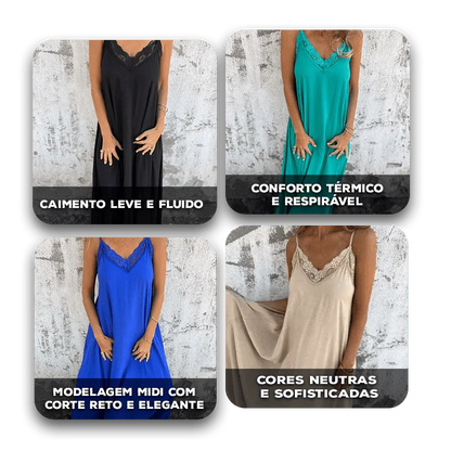 Vestido Carolina™ em Viscose com Caimento Leve / Para Mulheres que Amam a Elegância Simples e Sofisticada!