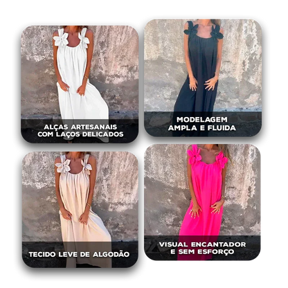 Vestido Floribella™ com Alças Artesanais em Algodão Leve / Porque Você Merece Leveza, Charme e Liberdade Todos os Dias!