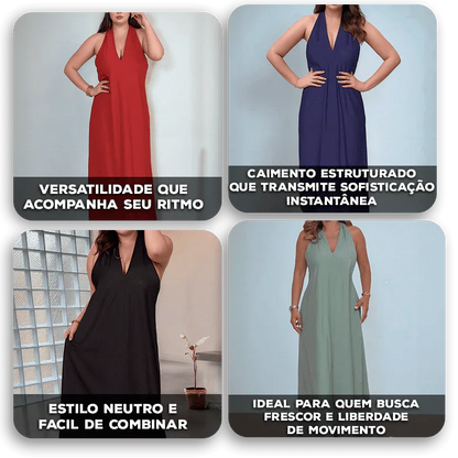 Vestido Jade™ com Decote Moderno e Caimento Impecável / Um Clássico Versátil para Todo Momento!
