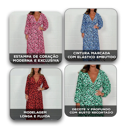 Vestido Zayla™ com Estampa de Corações / A Liberdade de Ser Feminina com Presença!