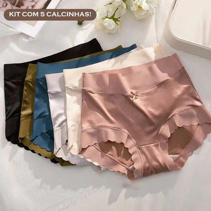 Kit de Calcinhas Lilica em Seda Gelo (5 Unidades) / Antibacterianas, Antiodor e as Mais Confortáveis de Todas!