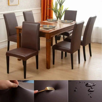 Kit de Capas de Cadeira Palace™ em Couro Ecológico / Suas Cadeiras com Visual Requintado em Poucos Instantes!