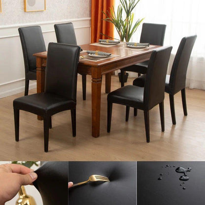 Kit de Capas de Cadeira Palace™ em Couro Ecológico / Suas Cadeiras com Visual Requintado em Poucos Instantes!