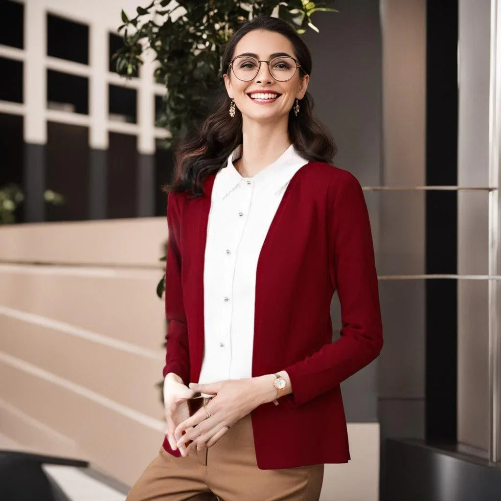 Camisa com Cardigã Sobreposto Modelo 2 em 1 Chic Femme™