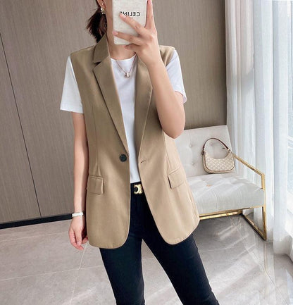 Blazer de Lapela Sophia™ - O Blazer Sem Mangas: Elegância e Estilo em Cada Detalhe!