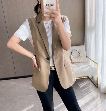 Blazer de Lapela Sophia™ - O Blazer Sem Mangas: Elegância e Estilo em Cada Detalhe!