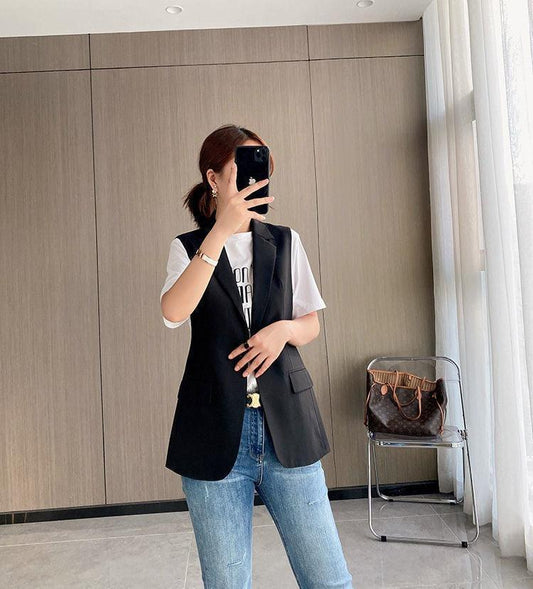 Blazer de Lapela Sophia™ - O Blazer Sem Mangas: Elegância e Estilo em Cada Detalhe!