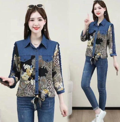 Camisa Jeans Retro Isabella™ com Estampas Estilo Barroco / Charme, Beleza e Conforto Para Deixa Qualquer Mulher Apaixonada!