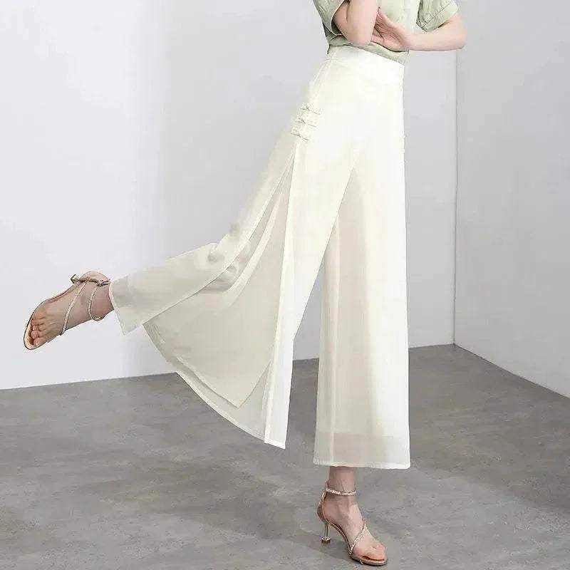 Calça Saia Palazzo™ com Dupla Camada em Chiffon / Desfile Exalando o Máximo de Beleza e Glamour!