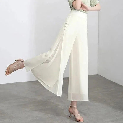 Calça Saia Palazzo™ com Dupla Camada em Chiffon / Desfile Exalando o Máximo de Beleza e Glamour!